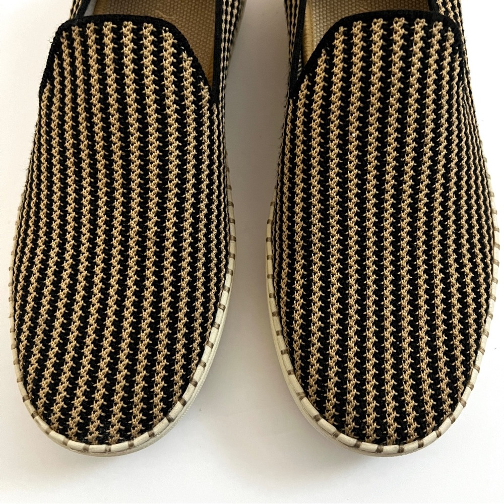 ROTHY’S Classic Slip-On Sneakers Knit Black Tan Striped 7.5 - Picture 2 of 9